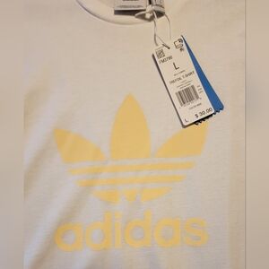 Adidas Original Trefoil T Shirt Cream Logo Size L